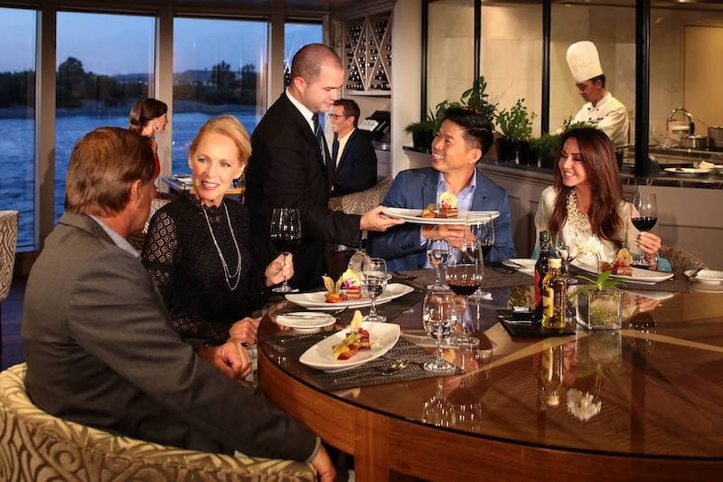 People dining during the Chefs Table dinner on an AmaWaterways river cruise