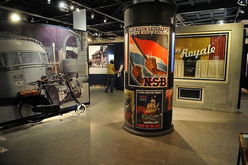 Historical displays at the Dutch Resistance Museum in Amsterdam