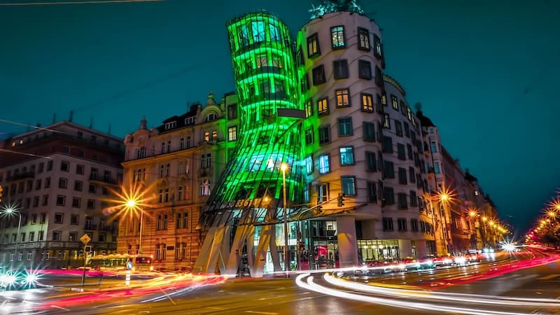 The Dancing House in Prague, Czech Republic.