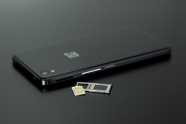A mobile phone and sim card.
