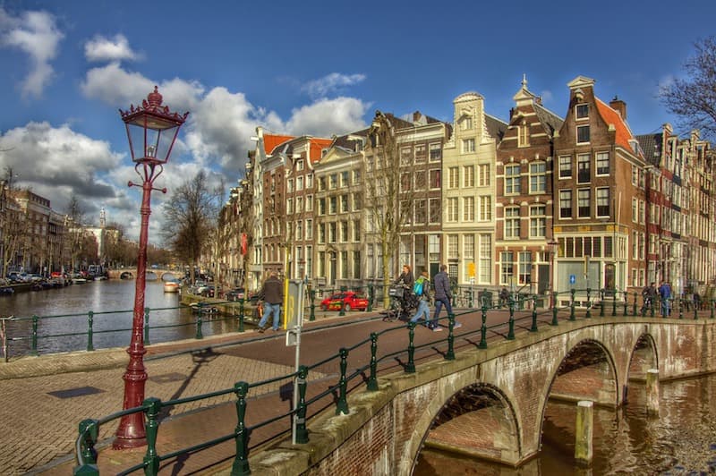 Canal and bridge in Amsterdam, Netherlands