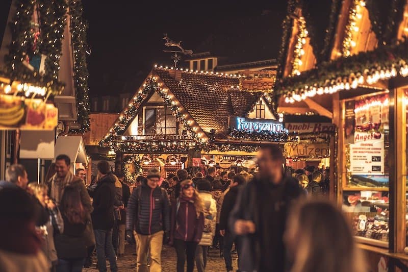 German Christmas market vendor stalls