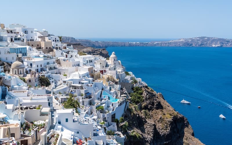 Aerial view over Santorini, Greece