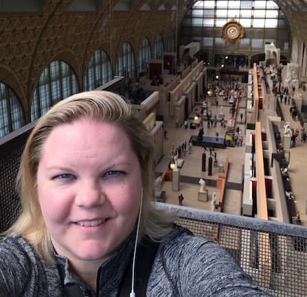 Clarice with the Orsay Museum interior in the background