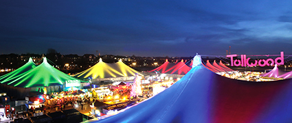 Aerial shot of the Tollwood Winter Festival in Munich