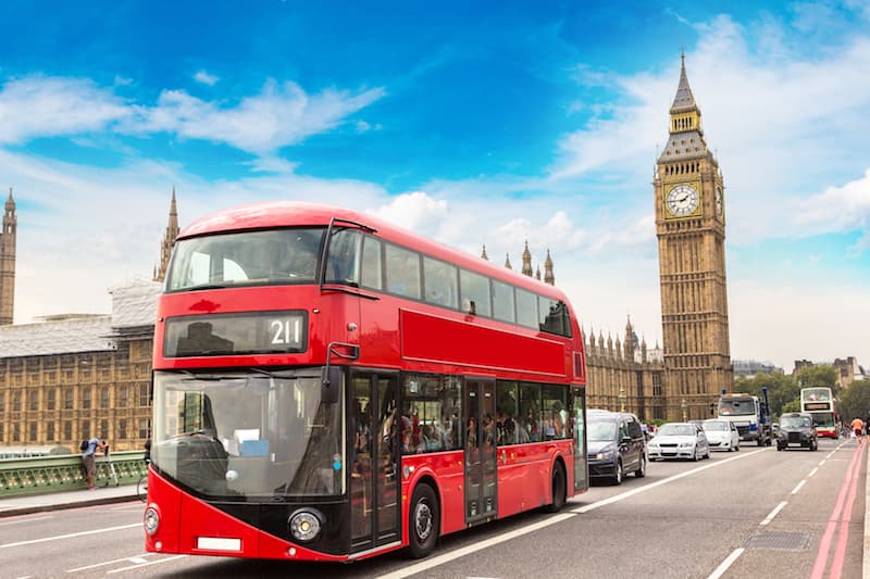 London's Big Ben and double decker bus.