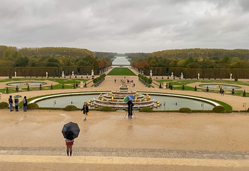 View down the Grand Canal of Versailles as seen from behind the palace