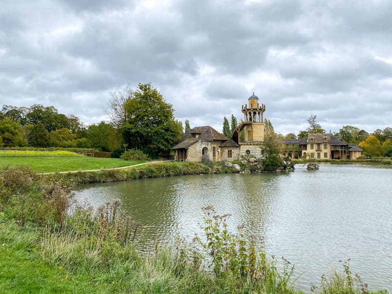 The lake and cottages at The Queen's Hamlet on the grounds of Versailles