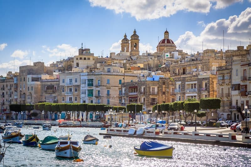 Boats docked at a port in Malta