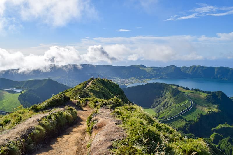 View from high above São Miguel in the Azores, Portugal