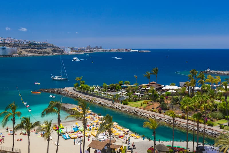 View of the beach at Anfi del Mar in Gran Canaria
